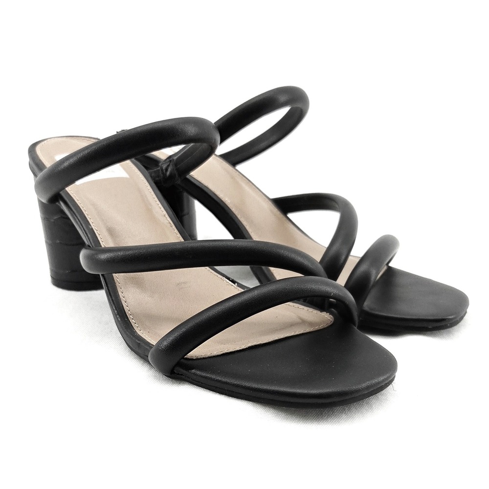 Dolce Vita Womens Myla Strappy Black Block Heel Sandals -‎ Size 8